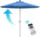 9 FT Motorized Patio Umbrella, Remote Outdoor Umbrella with Heavy Duty Aluminum Frame, Removable Power Bank and Push Button Tilt for Backyard, Pool, Garden, Beach, Blue