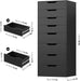 44.5" Tall Black Dresser, 8 Drawer Dresser with Groove Handles