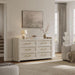 6 Drawer Dresser for Bedroom-56.4" Extra-Wide Wooden Chest of Drawers with Large Storage, Long Dresser TV Stand with Drawers, Farmhouse Closet Dressers for Nursery Living Room, Grey White Oak