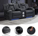 Home Theater Seating Seats, Power Loveseat Recliner Sofa with Center Console, Game Movie Reclining Couch with Ambient Lighting, Cup Holder, USB Ports, Bluetooth Speakers for Living Room, Black