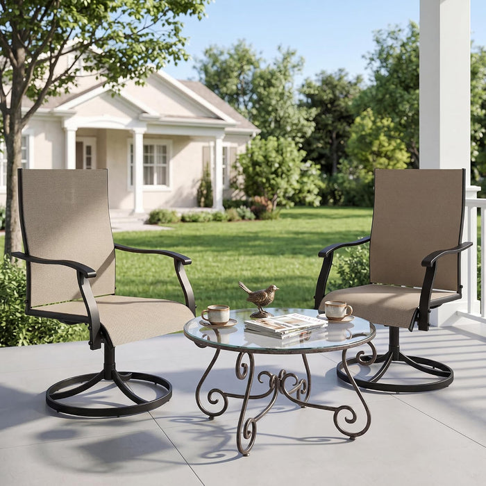 Patio Chairs Set of 2, Outdoor Swivel Chairs Set of 2,Khaki