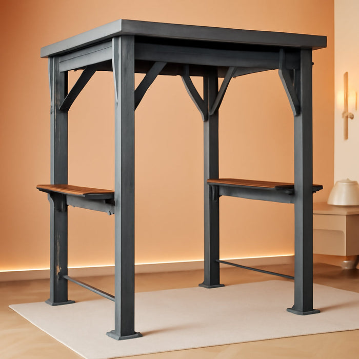 Keter Signature 8 X 6.5 FT Grill Gazebo Hardtop Durable Resin Outdoor BBQ Gazebo with Double Shelves, Permanent Grill Pavilion for Patio Lawn, Deck, Backyard, and Garden