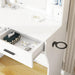 Vanity Desk Set with Mirror, LED Lights and Power Outlet Makeup Table with 2 Large Drawers and round Holder, Dressing Table with Cushioned Stool for Bedroom, Dressing Room (White)