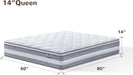 Queen Mattress, 14 Inch Hybrid Mattresses in a Box, Individually Wrapped Pocket Coils for Isolate Motion, Gel Memory Foam, Medium Firm Support, Pressure Relief, Certipur-Us