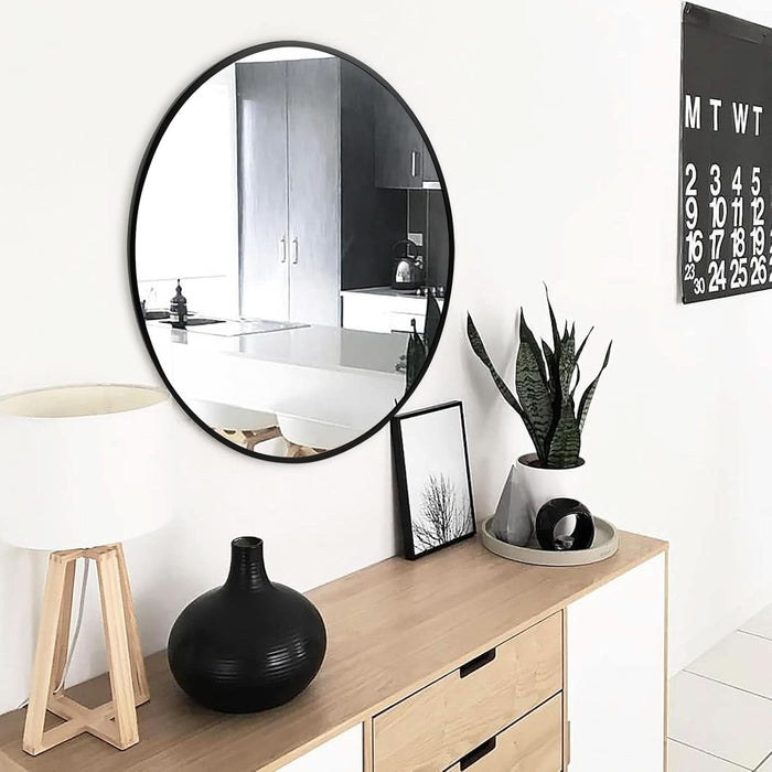 Twenty Inch Elegant Matte Black Architectural Mirror