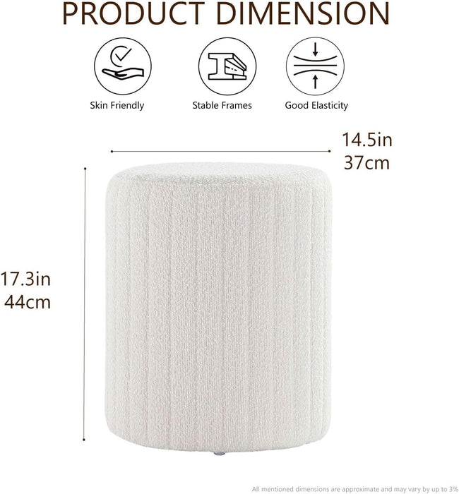 Modern round Ottoman with Soft Padded Seat, Multifunctional Vanity Chairs for Makeup, Upholstered Footrest Stool Ottoman Foot Stool for Living Room, Bedroom