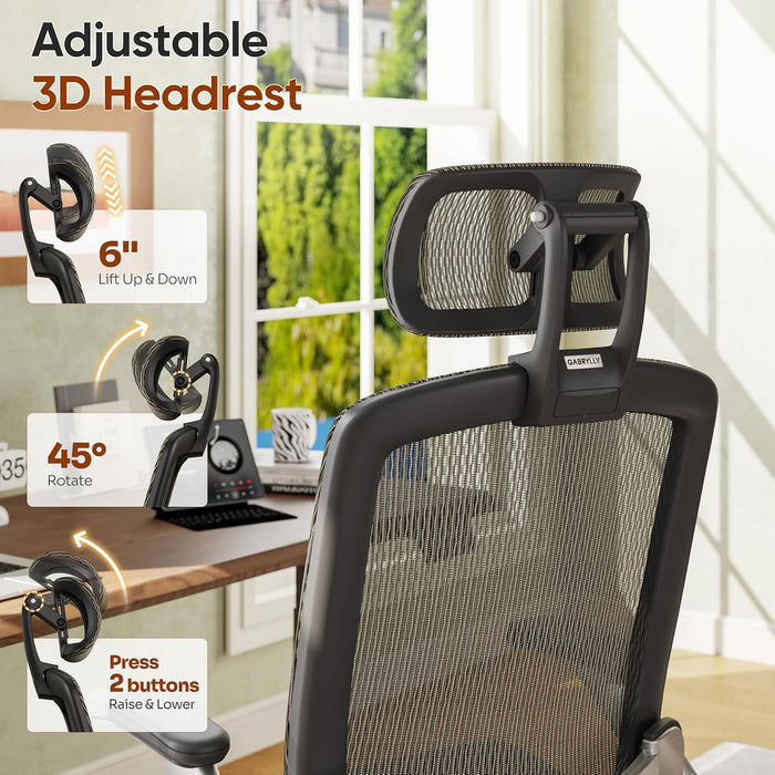 Ergonomic Office Chair with Footrest – High Back Executive Mesh Desk Chair for Corporate & Home, 135° Recline Task Computer Chair with Flip-Up Arms, Wide Seat, Class-4 Cylinder, 300 LBS - GY01BC-FT