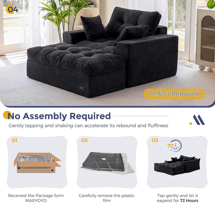 Black Luxurious Modular Sectional Sofa With Chaise