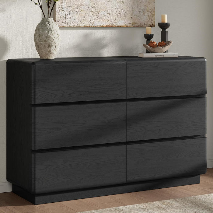 Black 6 Drawer Dresser for Bedroom, 47" W Chest of Drawers