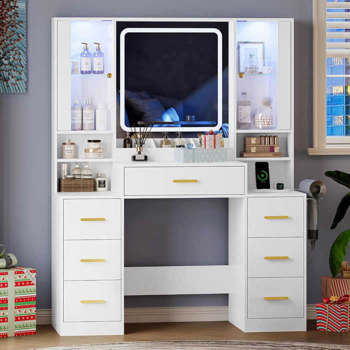 White Makeup Vanity Desk With LED IlluminationPlus