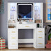 White Makeup Vanity Desk With LED IlluminationPlus