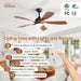 52 Inch Smart Ceiling Fan with Light, Modern Ceiling Fan with Dimmable Memory LED, Compatible with Alexa/Google/App, 6 Speeds 5000CFM, Timer Quiet Reversible DC Motor, ABS, FCC/ETL, Brown