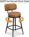 Bar Stools Set of 2, Faux Leather 26" H Swivel Counter Height Barstools with Back, Mid Century Modern Bar Stools with Stylish Stitching for Kitchen Island, Metal Base, Saddle Brown