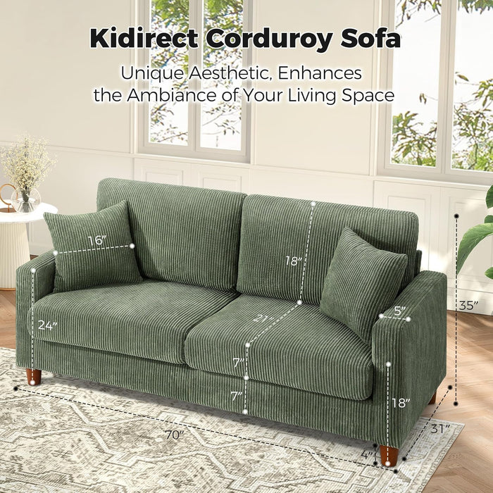 70In Emerald Corduroy Oversized Cushioned ThreeSeater Sofa