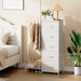 Dresser with Hanging Rack, 5 Drawers Small Closet for Bedroom, Reversible Dresser with Clothes Rack, Kids Dressers for Bedroom Chest of Drawers, Tall Storage Tower, White Leather
