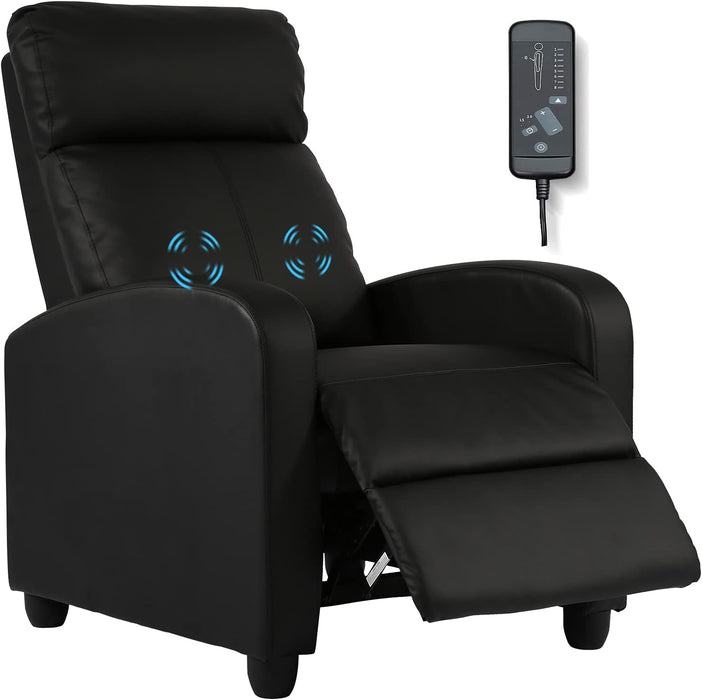 Black Wingback Recliner with Massage