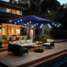 15 Ft Large Outdoor Patio Umbrella with Solar Led Lights & Base Included, Double-Sided Rectangular Table Umbrella with Stand, Market Umbrellas for Deck Poolside Garden Backyard, Navy Blue