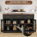 55" Sideboard Buffet Cabinet with Storage, Black Wood Coffee Bar