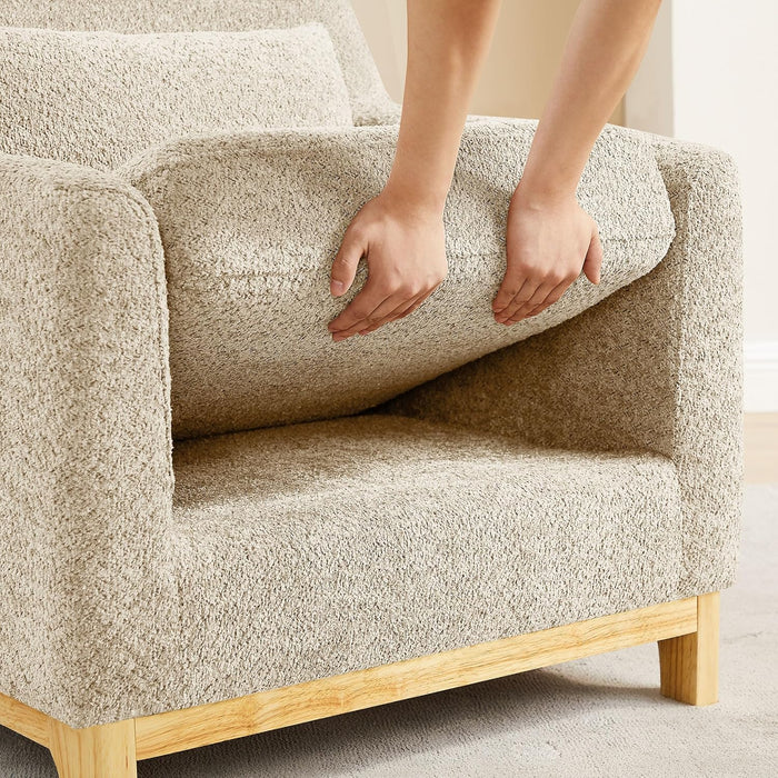 Accent Chairs for Living Room, Sherpa Oversize Accent Chair with Thick Cushion 31 Inch Comfy Chair for Bedroom, Apartment, Light Camel