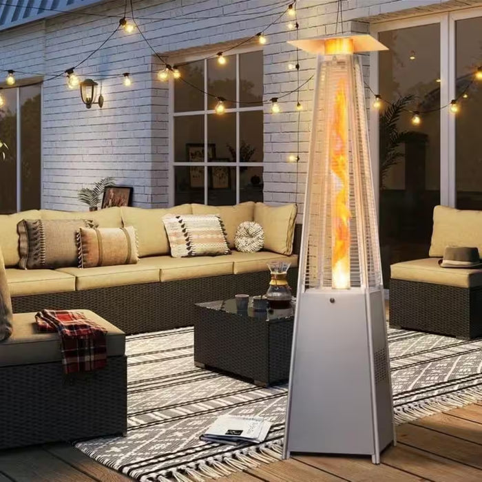 48,000 BTU Steel Propane Pyramid Patio Heater with Cover and Wheels