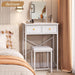 White Contemporary Vanity Desk Featuring Deluxe Mirror