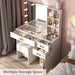 NEW White Vanity Desk with Mirror and Lights,Glass Top Vanity Table with 3 Drawers and Cabinets,Large HD Mirror Makeup Desk