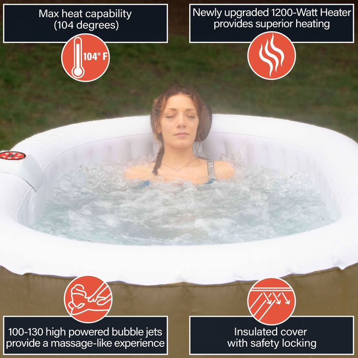 ALEKO Oval Spa Inflatable 2 Prs Hot Tub Personal Spa 145 Gallon with Drink Tray