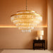 Crystal Chandeliers Modern Style Gold 39 Inch & Lights round Hanging Classic, Pendant Ceiling Chandelier Lighting Fixture 7-Tier for Dining Room Living Room