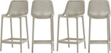 330Taupe Mykonos Collection Modern | Contemporary Outdoor Patio Stool with Taupe Polypropylene Plastic, Weather Resisting, 17.5" W X 21" D X 38" H, Taupe, Set of 4