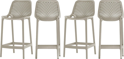 330Taupe Mykonos Collection Modern | Contemporary Outdoor Patio Stool with Taupe Polypropylene Plastic, Weather Resisting, 17.5" W X 21" D X 38" H, Taupe, Set of 4