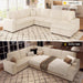 130Inch Beige Upholstered Sleeper Sofa With Storage