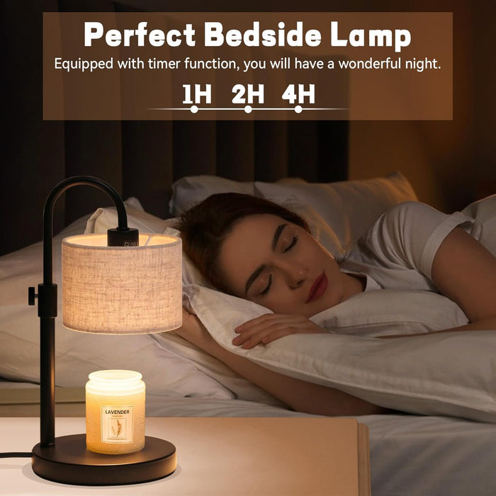 Candle Warmer Lamp with Timer, Dimmable Candle Wax Warmer Candle Lamp Warmer with 2 Bulbs, House Warming Gifts Christmas Gifts for Women Bedroom Home Decor (Linen-Upgraded)