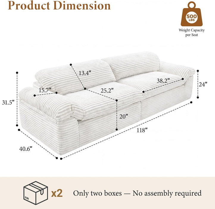 Beige Oversized Sofa For Living Room InteriorDecor