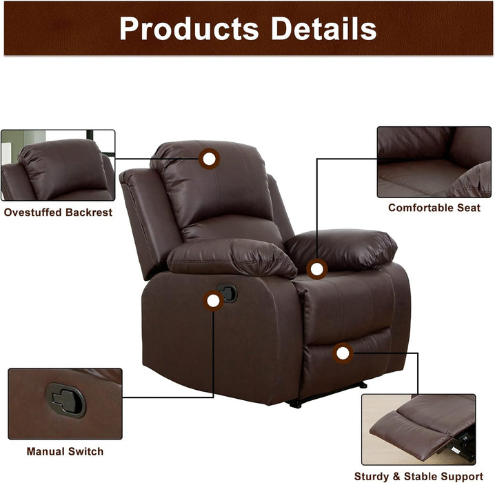 Luxury Recliner Sofa Living Room Set Reclining Sofa and Loveseat Chair Sets Living Room Furniture Sets Recliner Couches for Living Room/Office (A-Brown Leather, 3 Piece Set)