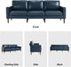 Mid Century Modern FauxLeather Sofa 91Inch NavyBlue