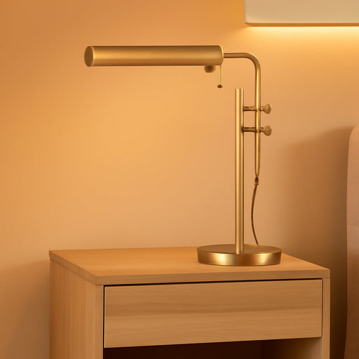 Aurora LED Pharmacy Desk Lamp - Swing Arm, Industrial Design for Reading, Crafting, Work,10W LED, Adjustable Height 18.5-24.5 Inches - Ideal for Living Room, Bedside, Office, Antique Brass
