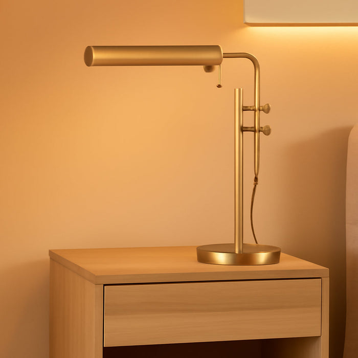 Aurora LED Pharmacy Desk Lamp - Swing Arm, Industrial Design for Reading, Crafting, Work,10W LED, Adjustable Height 18.5-24.5 Inches - Ideal for Living Room, Bedside, Office, Antique Brass