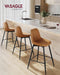 VASAGLE Bar Stools Set of 2, Counter Height Bar Stools with Back, Ergonomic Backrest, Synthetic Leather, Metal Legs, 24.8-Inch Tall Barstools for Kitchen Island Home Bar, Easy Assembly, Caramel Brown