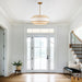 19.7" Gold Drum Chandelier with White Linen Lampshade 4-Light Modern Farmhouse Chandelier Light Fixture for Dining Room, Kitchen Island, Foyer Entryway Bedroom