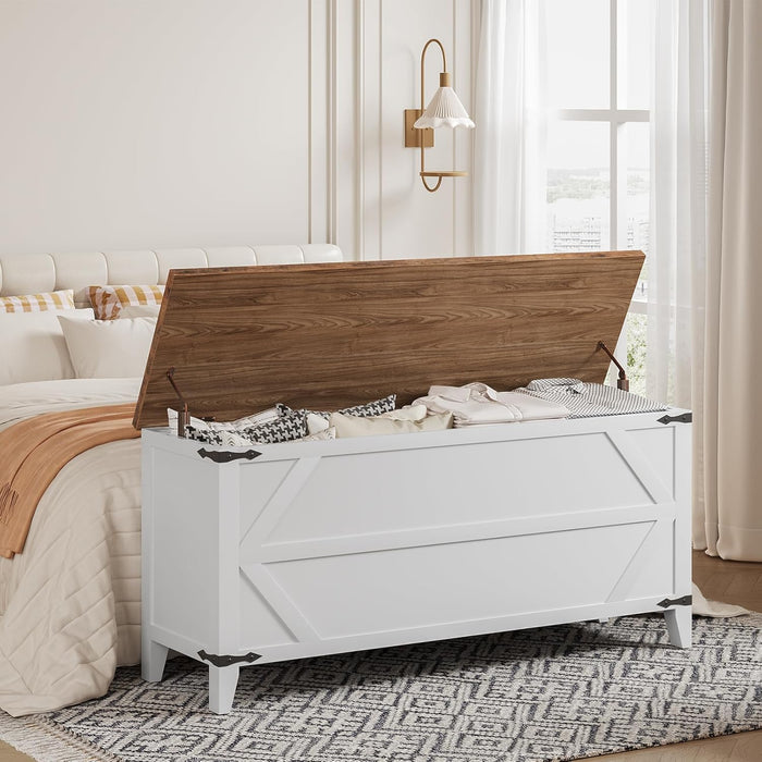 FortySevenInch Toy Box Storage Bench TwoToneWhiteWalnut