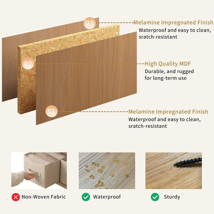 9 Drawer Dresser for Bedroom with Deep Drawers, 63" Wide Wood Dresser, Large Floor Chest of Drawers, Modern Long TV Stand, Mid Century Storage Cabinet Side Table, Natural