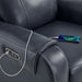 Genuine Leather Power Recliner Sofa, Wall Hugger Reclining Sofa with Power Headrest, Dual Motor, USB Charging Ports, Recliner Couch for Living Room, RV, Leather in Navy