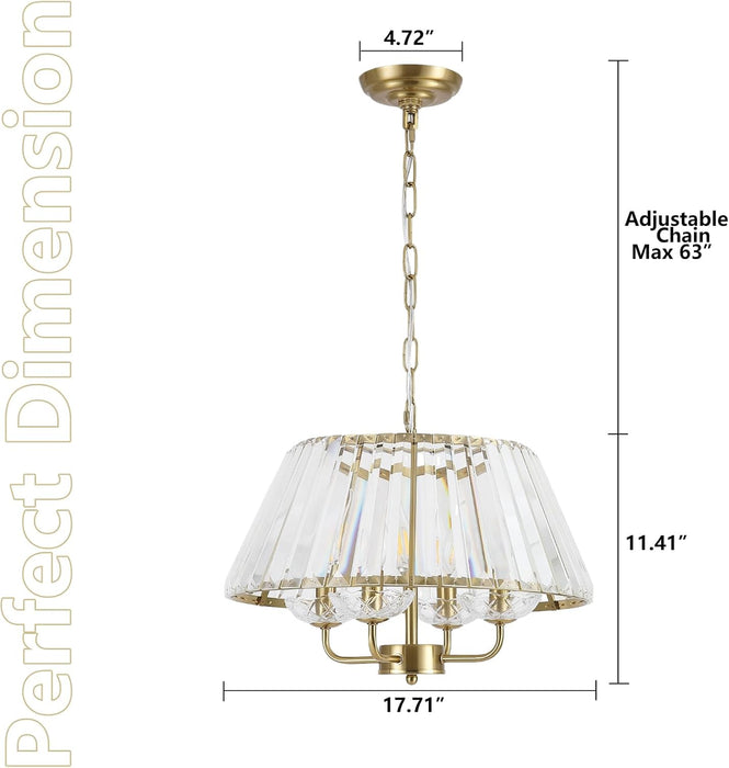 17.7 Inch Gold Crystal Chandelier Contemporary Fixture