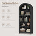 70.9" Tall Arched Bookcase, Wooden Open Display Shelves, Black | 5-Tier Book Shelf with Storage, Farmhouse Arched Cabinet for Bedroom, Home Office, Living Room