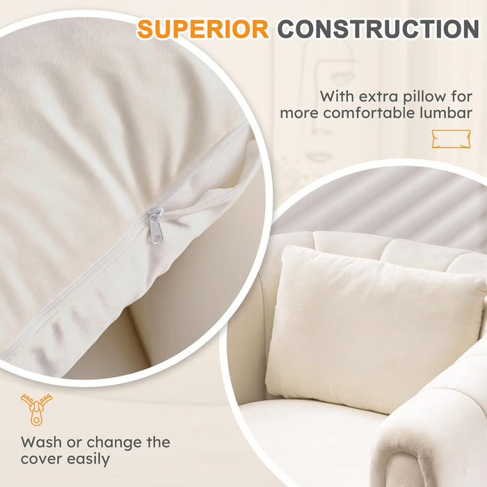 Swivel Accent Chair,Velvet Barrel Chair for Living Room,Comfy Modern Armchair,Completely Assembled(Beige)