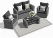 Wicker Patio Conversation Set with Tempered Glass Table and Outdoor Cushions for Backyard Living