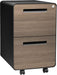 Stockpile 2 Drawer Mobile File Cabinet with Lock - under Desk Metal Filing Cabinet, Legal/Letter File Folders, Wheels and Stationary Feet, Pre-Assembled, Black/Wood