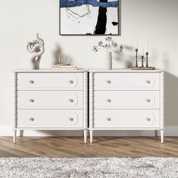 3 Drawer Dresser for Bedroom, 32" Wide Chest of Drawers, White