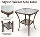 3 Piece Wicker Patio Furniture Set, Outdoor Swivel Chairs Set of 2
