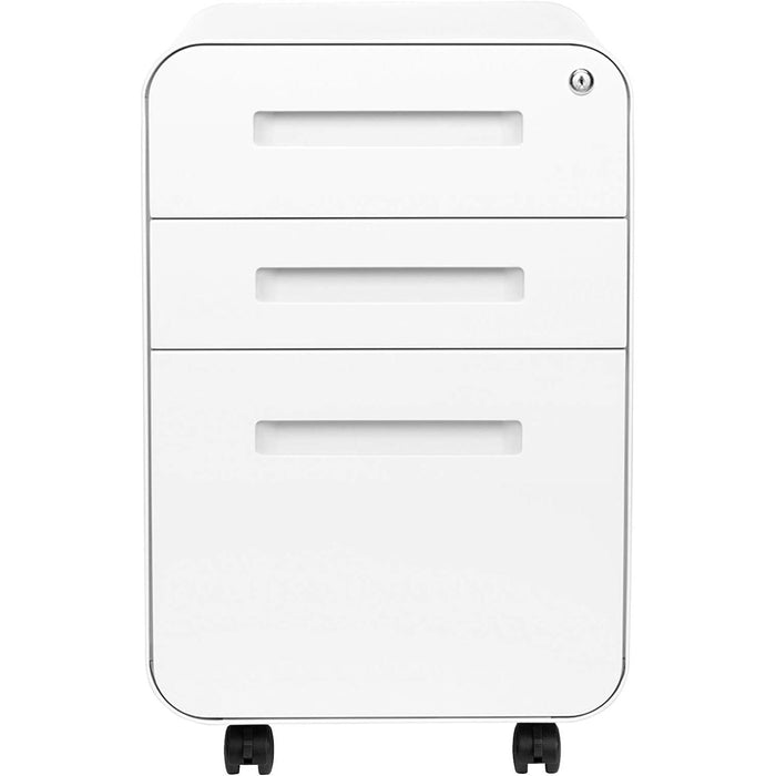 White Filing Cabinet with Lock & Wheels
